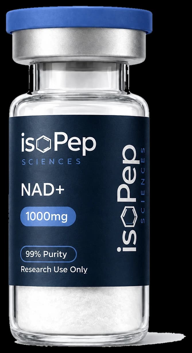 isoPep Sciences NAD+ 1000mg sealed research vial of lyophilised powder